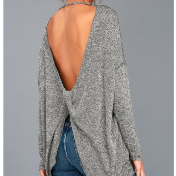 Free People Sweaters - Free People Heather Grey Backless Sweater Top S